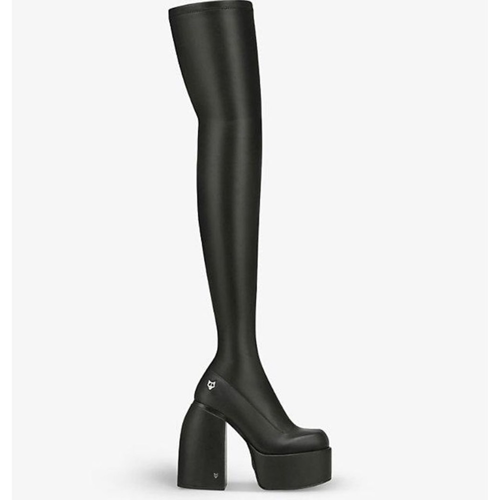 Naked Wolfe Juicy Black Stretch Thigh High Platform Boots Size 41